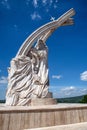 Statue of hungarian king Szent Istvan coronation in town Esztergom, Hungary