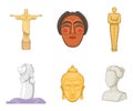 Statue icon set, cartoon style