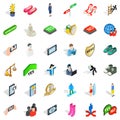 Statue icons set, isometric style