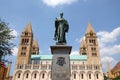 Statue of Ignasz Szepessy in front of St. Peter and St. Paul Basilica in Pecs Hungary Royalty Free Stock Photo