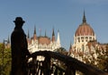 Statue of Imre Nagy and Parliament Building in Budapest, Hungari Royalty Free Stock Photo