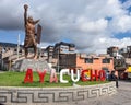 A statue of the Inca King welcomes visitors to Ayacucho, Peru