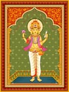 Statue of Indian Lord Brahma with vintage floral frame background Royalty Free Stock Photo