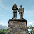 Statue of Indonesian proclaimer Mr. Soekarno, Mr. Hatta, the first Indonesian president, at the intersection of Magelang road