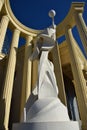 A statue inside a half-rotunda