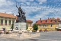 Statue Istvan Dobo on main square Eger city, Hungary Royalty Free Stock Photo