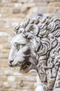 Statue of the Italian Florentine Renaissance: lions defending freedom Royalty Free Stock Photo