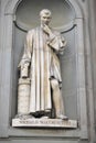 Statue of Italian Renaissance diplomat and writer Niccolo Machiavelli outside the Uffizi Gallery in Florence, Italy. Father of Royalty Free Stock Photo