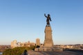 Statue of Jacques Cartier against a blue sky Royalty Free Stock Photo
