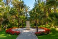 Statue of Jaime I at huerto del Cura garden in Elche, Spain