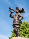 Statue of Jan Claesen with trumpet in Woudrichem, Netherlands