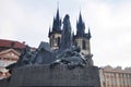 Statue of Jan Hus memorial monument depicts victorious Hussite warriors in Old Town Square for Czechia people and foreign Royalty Free Stock Photo