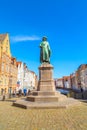 Statue of Jan Van Eyck in Bruges, Belguim