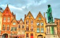 Statue of Jan van Eyck, an Early Netherlandish painter in Bruges, Belgium Royalty Free Stock Photo