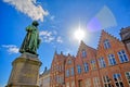 The Statue of Jan Van Eyck located in Bruges Brugge, Belgium Royalty Free Stock Photo