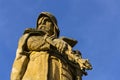 Statue of Jan Zizka in front of church in Tabor, Czech Republic