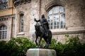 Statue of Janos Hunyadi by the Vajdahunyad castle Royalty Free Stock Photo