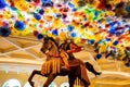 Statue of Japanese style general riding a horse display at the lobby of Bellagio Hotel and Casino