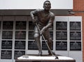 Statue of Jean Beliveau former hockey player in front the Bell Center.