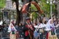 A religious icon statue of Jesus carried in the Saint Efisio Feast festival parade.