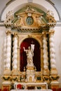 Interior of Church of the Holy Annunciation in the old town of Dubrovnik, Croatia. Statue of Jesus Christ on the church
