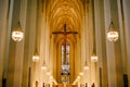 Statue of Jesus Christ on the cross under the arches of the Frauenkirche cathedral. Munich