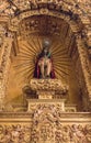 Statue of Jesus Christ in medieval church in Spain. Ancient altar in catholic cathedral. Religion and faith concept.