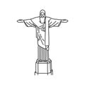 statue of Jesus Christ in Rio de Janeiro doodle icon, vector llustration