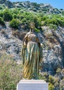 Statue Of Jesus Mother Mary Outside Of Holy Pilgrimage Site Of House Of Mary In Ephesus, Turkey.