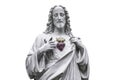 Statue of Jesus with a red heart Royalty Free Stock Photo