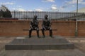 The statue of Jimmy Sirrel and Jack Wheeler outside Meadow Lane, home of Notts County FC in Nottingham Royalty Free Stock Photo