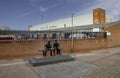 The statue of Jimmy Sirrel and Jack Wheeler outside Meadow Lane, home of Notts County FC in Nottingham Royalty Free Stock Photo