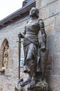 statue of Joan of Arc warrior and saint in the fortified village of Mont Saint Michel Royalty Free Stock Photo