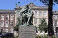 Statue of Johan van Oldenbarnevelt on the long pond mountain in The Hague, statesman who was murdered by beheading in the