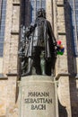 Statue of Johann Sebastian Bach in front of the Thomas church in Leipzig Royalty Free Stock Photo