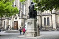 Statue of Johann Sebastian Bach near Thomaskirche St. Thomas Church in Leipzig, Germany. May 2014 Royalty Free Stock Photo