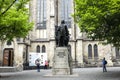 Statue of Johann Sebastian Bach near Thomaskirche St. Thomas Church in Leipzig, Germany. May 2014