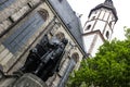 Statue of Johann Sebastian Bach near Thomaskirche St. Thomas Church in Leipzig, Germany. May 2014