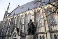 Statue of Johann Sebastian Bach near Thomaskirche St. Thomas Church in Leipzig, Germany. November 2019 Royalty Free Stock Photo