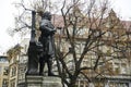 Statue of Johann Sebastian Bach near Thomaskirche St. Thomas Church in Leipzig, Germany. November 2019 Royalty Free Stock Photo