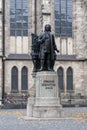 Statue of Johann Sebastian Bach, world famous music composer, at St Thomas Church in Leipzig, Germany