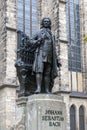 Statue of Johann Sebastian Bach, world famous music composer, at St Thomas Church in Leipzig, Germany