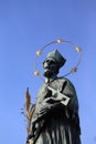 statue of John Nepomucene with halo with five stars