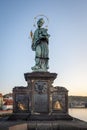 Statue of John of Nepomuk at Charles Bridge - Prague, Czech Republic Royalty Free Stock Photo