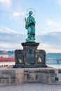 Statue of John of Nepomuk on Charles Bridge, Prague, Czech Republic Royalty Free Stock Photo