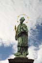 Statue of John of Nepomuk on Charles Bridge in Prague, Czech Republic Royalty Free Stock Photo