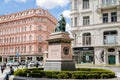 The statue of Josef Jungmann on Jungmannovo Square New Town Prague