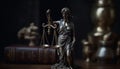 Statue of Justice holding a Antique Balance Scales ai, ai generative, illustration Royalty Free Stock Photo