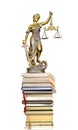 Statue of Justice on the pile of book Royalty Free Stock Photo