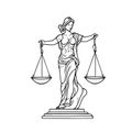 The Statue of Justice Scales - Lady Justice or Justitia the Roman goddess of Justice. Law Lawyer Business Concept Royalty Free Stock Photo